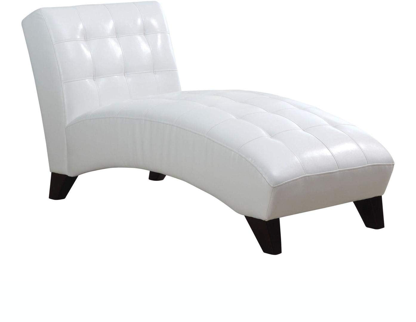 Acme Anna Faux Leather Tufted Upholstered Chaise Lounge In White